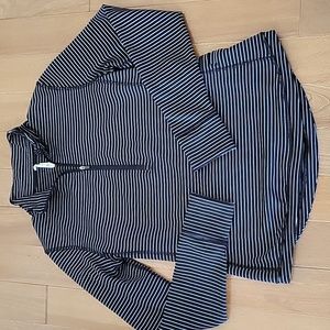 Lucy Quarter Zip Pullover Yoga Running Sweater‎ Black white stripe small